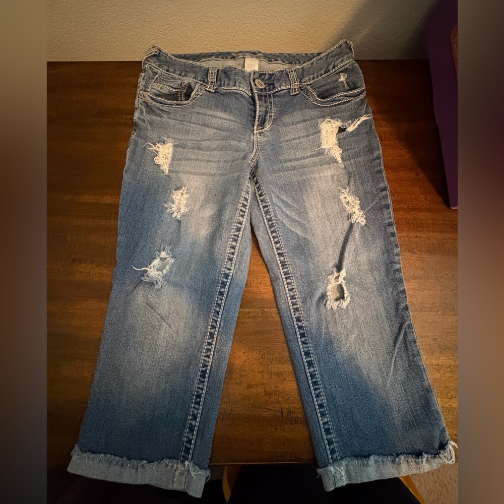 Maurices Light Blue Distressed Skinny Jeans
